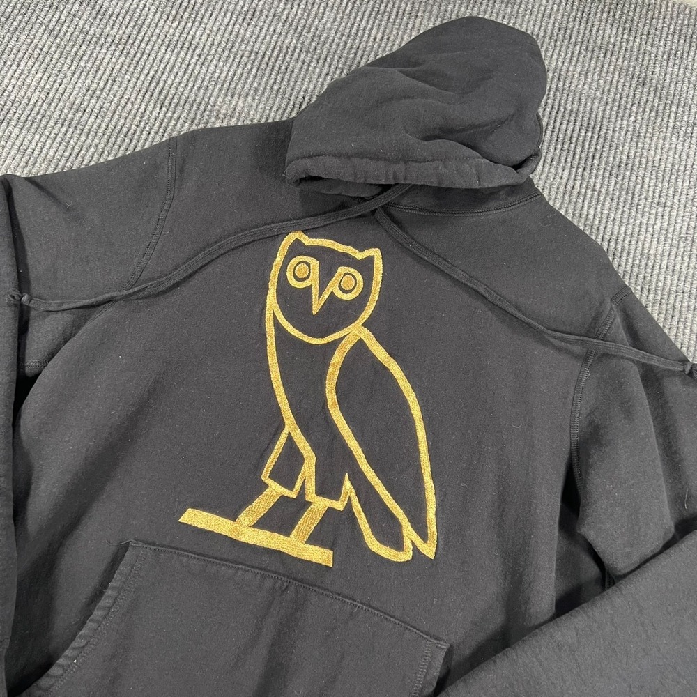 October's Very Own OVO Sweatshirt Womens Large Black Gold Long Sleeve Hooded